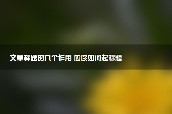 文章标题的九个作用 应该如何起标题