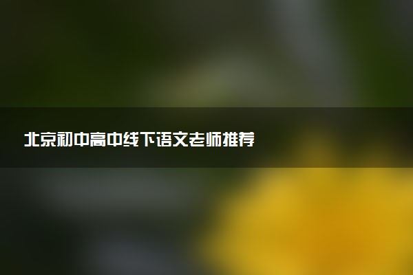 北京初中高中线下语文老师推荐