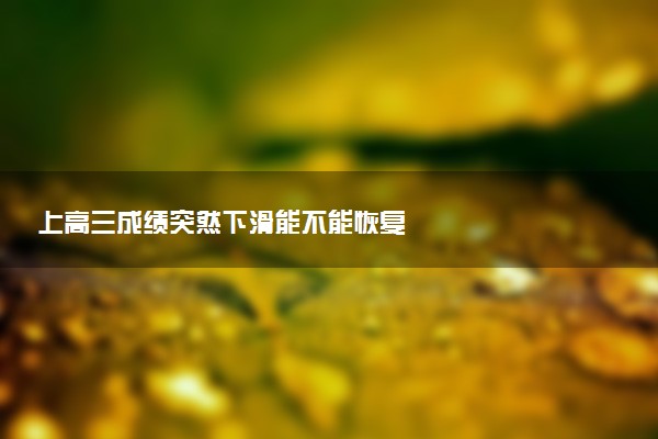 上高三成绩突然下滑能不能恢复