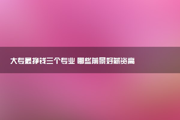 大专最挣钱三个专业 哪些前景好薪资高