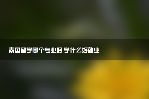 泰国留学哪个专业好 学什么好就业
