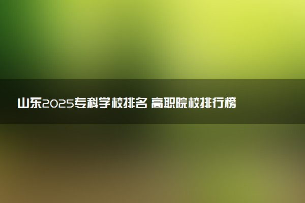 山东2025专科学校排名 高职院校排行榜