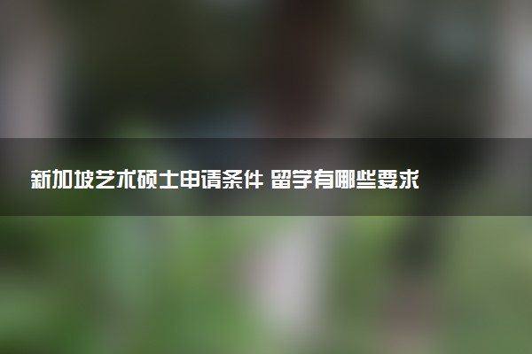 新加坡艺术硕士申请条件 留学有哪些要求