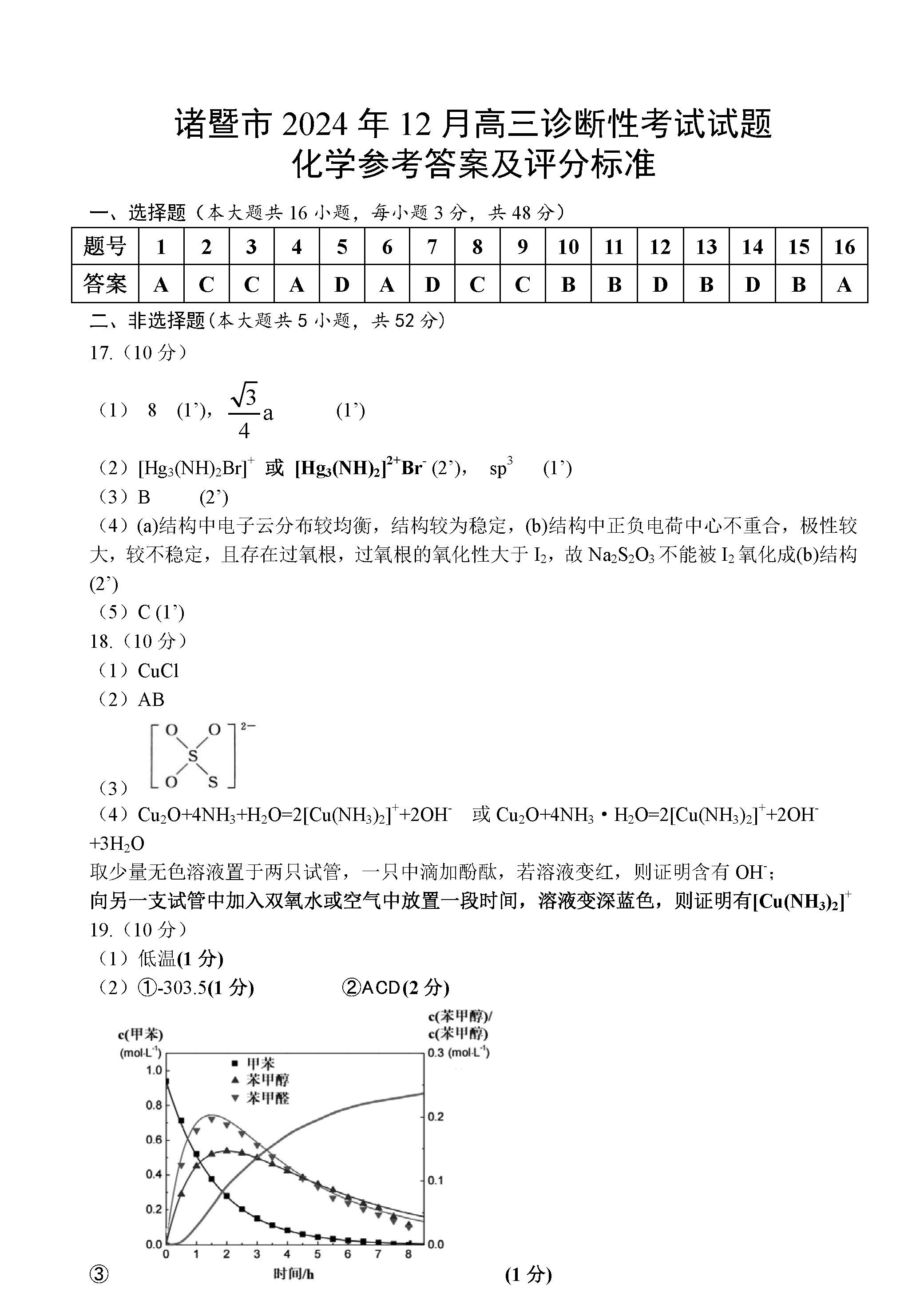 诸暨一模2025届高三上学期12月诊断技术试题及答案