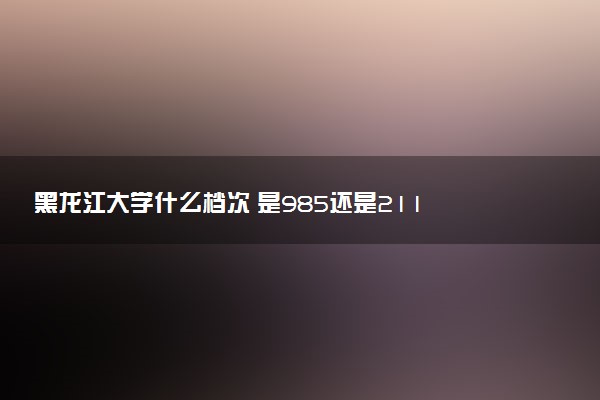 黑龙江大学什么档次 是985还是211
