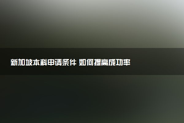 新加坡本科申请条件 如何提高成功率