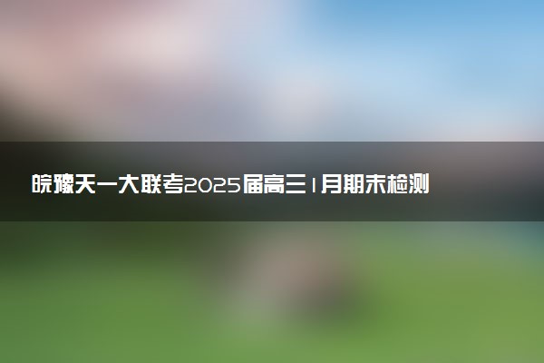 皖豫天一大联考2025届高三1月期末检测试题及答案汇总