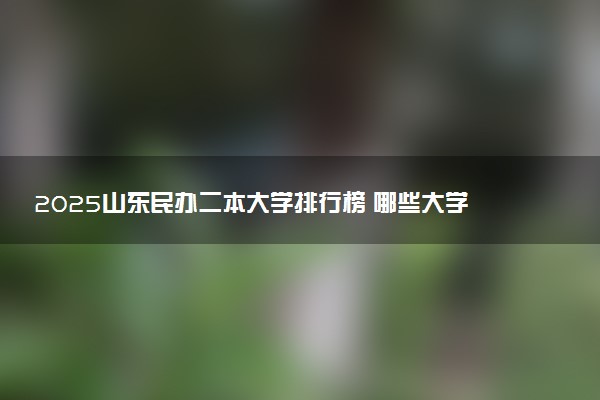 2025山东民办二本大学排行榜 哪些大学受欢迎