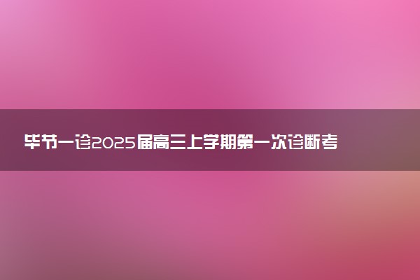 毕节一诊2025届高三上学期第一次诊断考试试题及答案汇总