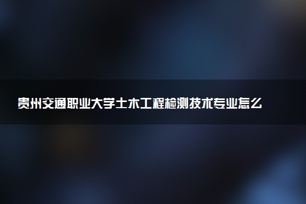 贵州交通职业大学土木工程检测技术专业怎么样 录取分数线多少
