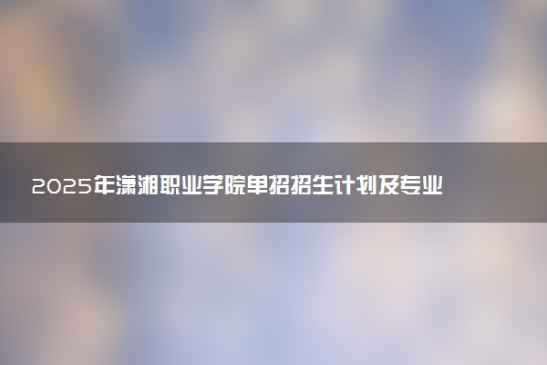 2025年潇湘职业学院单招招生计划及专业