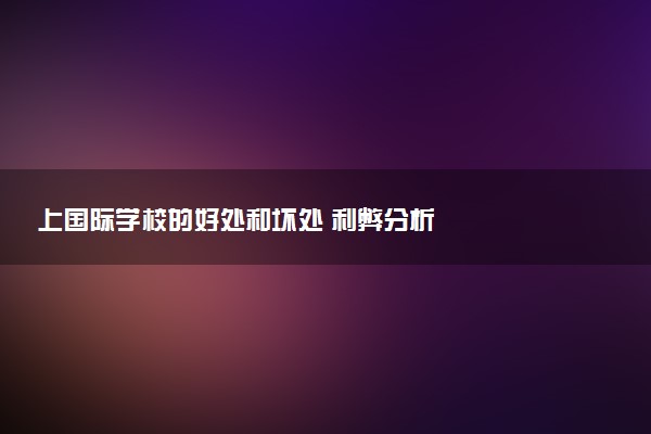 上国际学校的好处和坏处 利弊分析