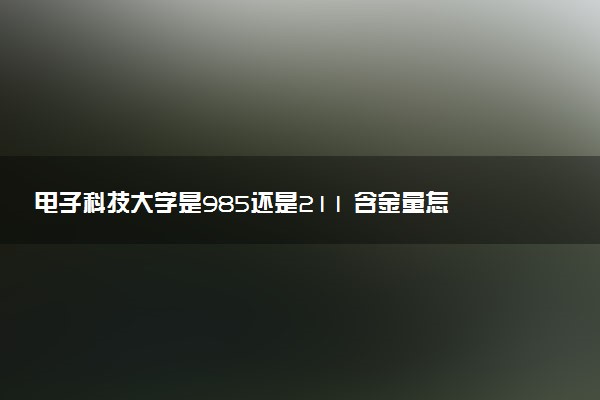 电子科技大学是985还是211 含金量怎么样