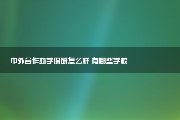 中外合作办学保研怎么样 有哪些学校