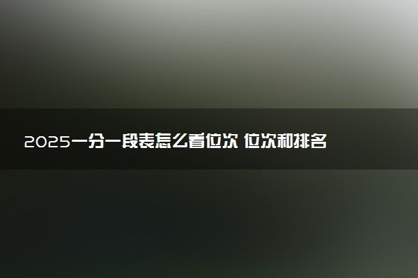2025一分一段表怎么看位次 位次和排名哪个重要