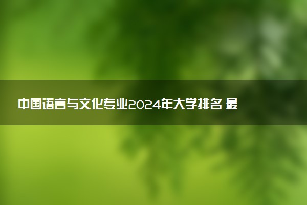 中国语言与文化专业2024年大学排名 最好的大学排行榜