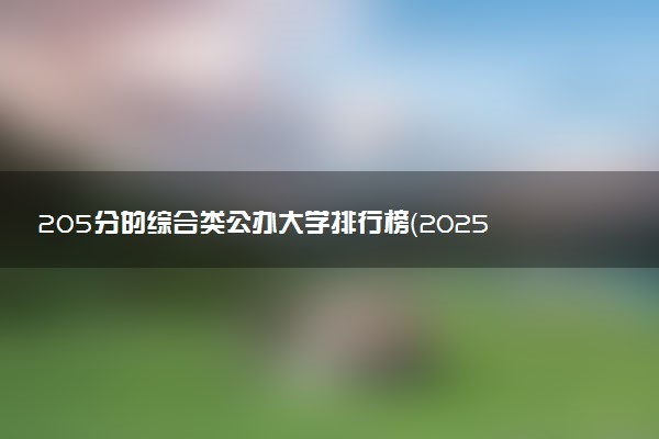 205分的综合类公办大学排行榜（2025考生参考)