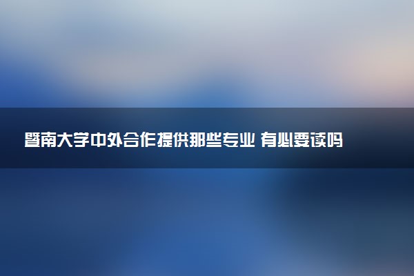 暨南大学中外合作提供那些专业 有必要读吗