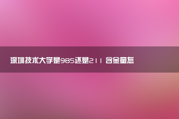 深圳技术大学是985还是211 含金量怎么样