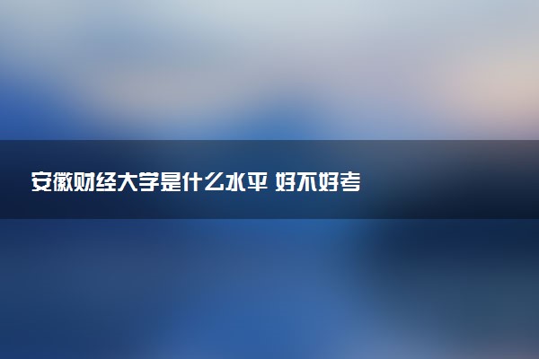 安徽财经大学是什么水平 好不好考