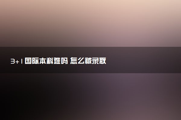 3+1国际本科难吗 怎么被录取