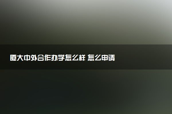 厦大中外合作办学怎么样 怎么申请