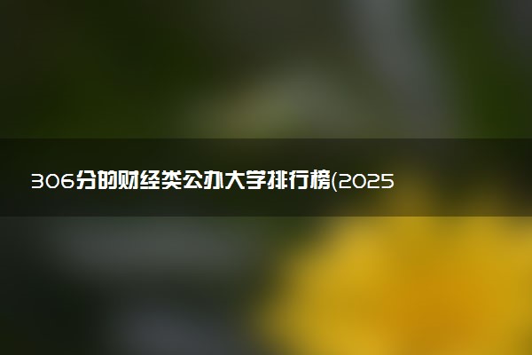 306分的财经类公办大学排行榜（2025考生参考)