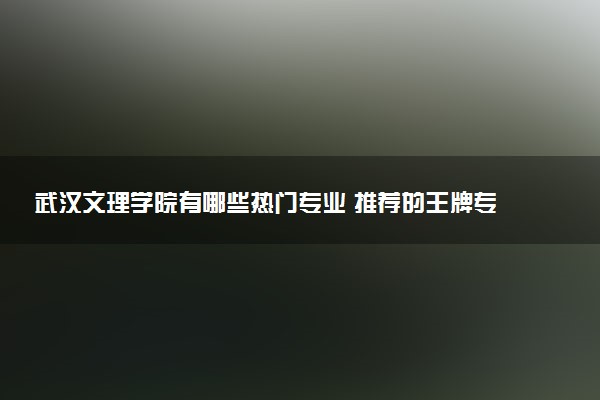 武汉文理学院有哪些热门专业 推荐的王牌专业