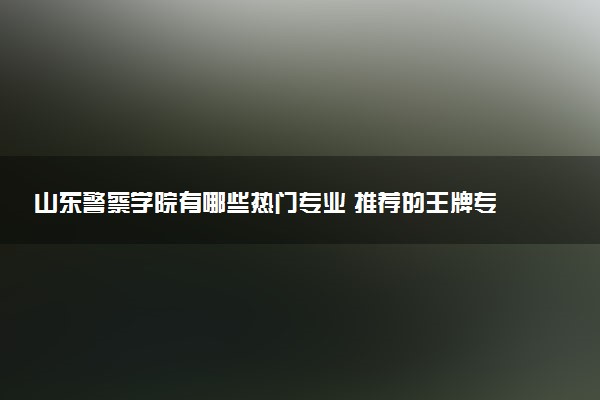 山东警察学院有哪些热门专业 推荐的王牌专业