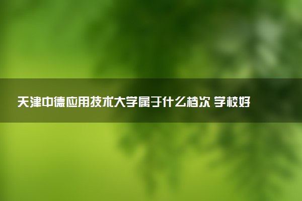 天津中德应用技术大学属于什么档次 学校好不好