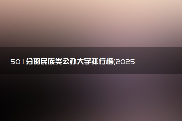 501分的民族类公办大学排行榜（2025考生参考)
