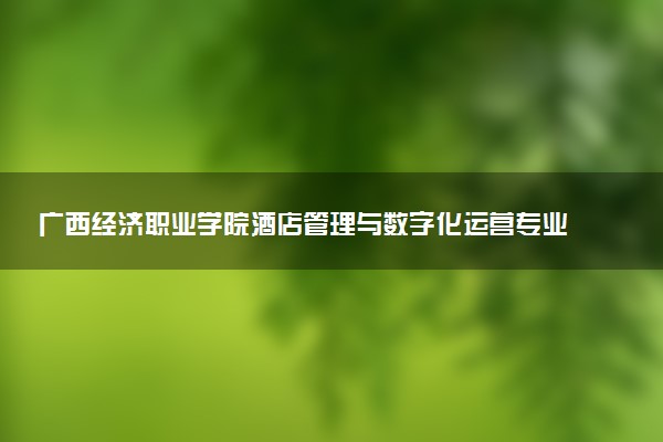 广西经济职业学院酒店管理与数字化运营专业怎么样 录取分数线多少
