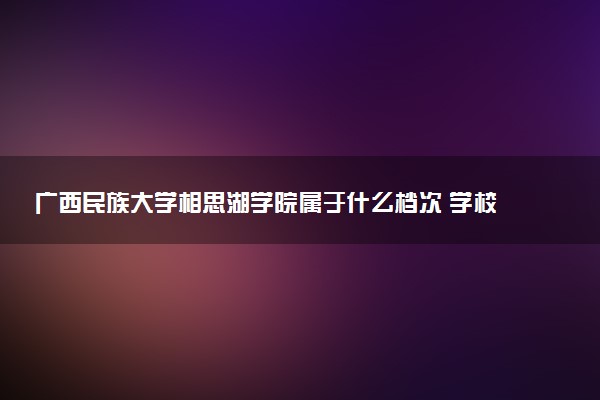 广西民族大学相思湖学院属于什么档次 学校好不好