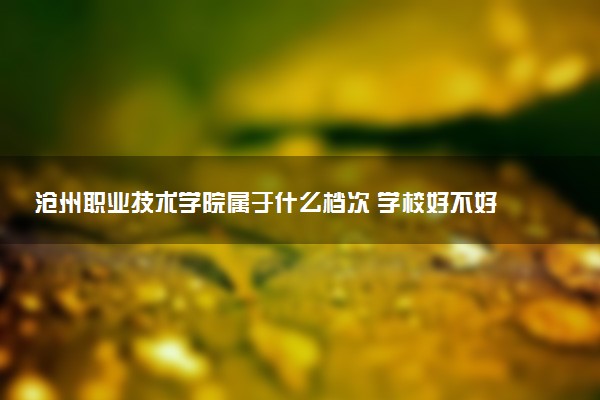 沧州职业技术学院属于什么档次 学校好不好