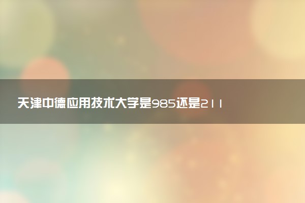 天津中德应用技术大学是985还是211 含金量怎么样