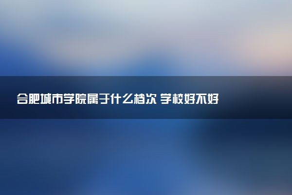 合肥城市学院属于什么档次 学校好不好