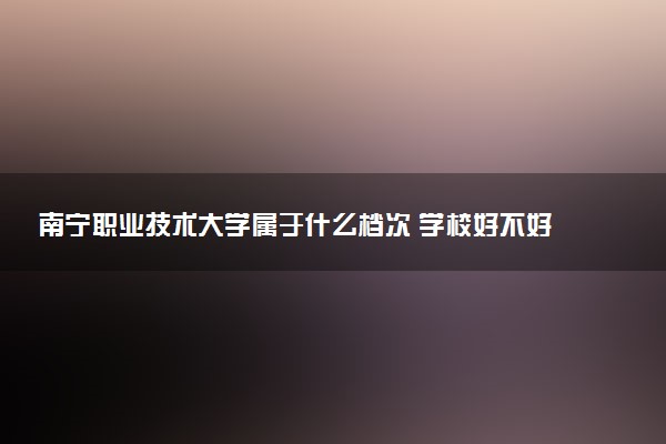 南宁职业技术大学属于什么档次 学校好不好
