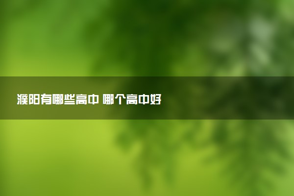濮阳有哪些高中 哪个高中好