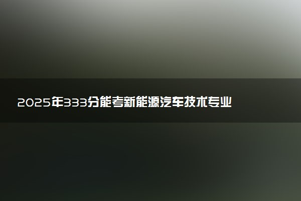 2025年333分能考新能源汽车技术专业吗 333分新能源汽车技术专业大学推荐