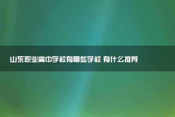 山东职业高中学校有哪些学校 有什么推荐