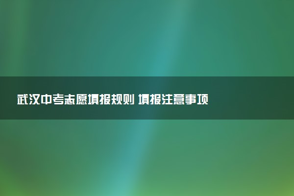 武汉中考志愿填报规则 填报注意事项