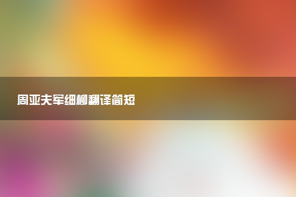 周亚夫军细柳翻译简短