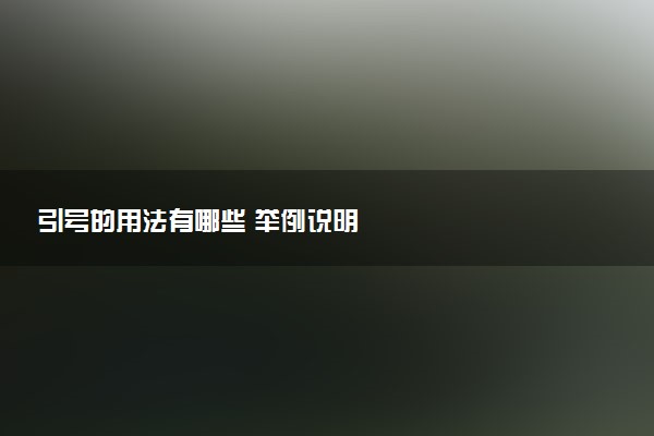 引号的用法有哪些 举例说明