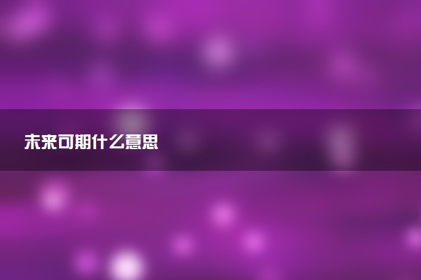 未来可期什么意思