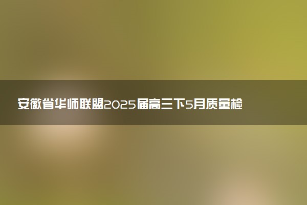 安徽省华师联盟2025届高三下5月质量检测试题及答案汇总