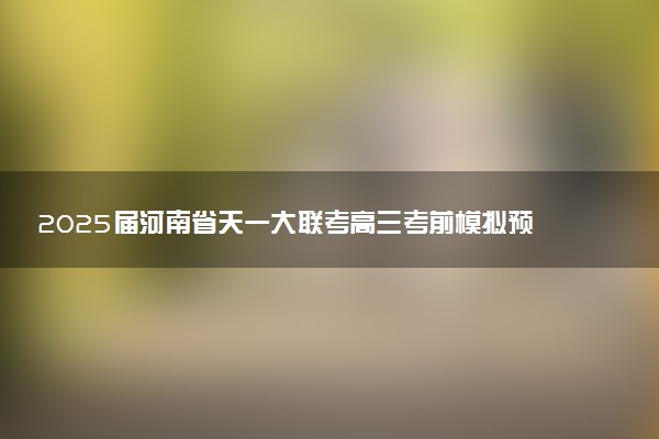 2025届河南省天一大联考高三考前模拟预测试题及答案汇总