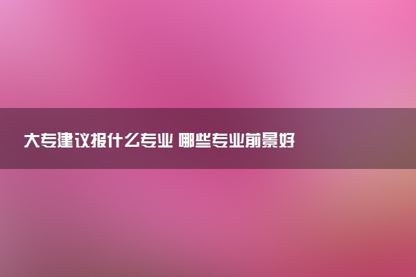 大专建议报什么专业 哪些专业前景好