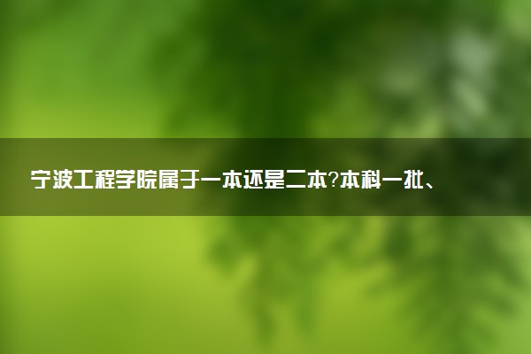 宁波工程学院属于一本还是二本？本科一批、二批的区别及报考建议