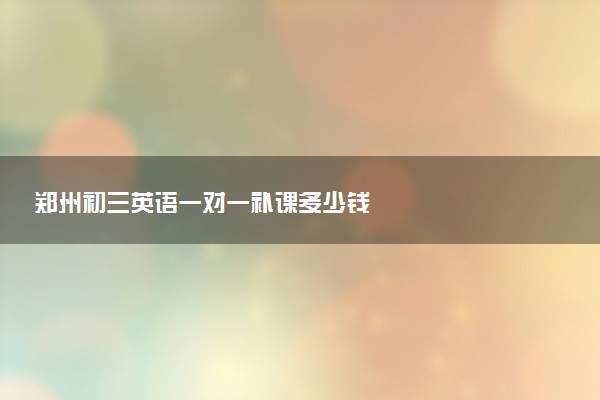 郑州初三英语一对一补课多少钱