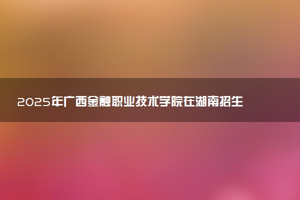 2025年广西金融职业技术学院在湖南招生代码：4527 专业代码及报考指南